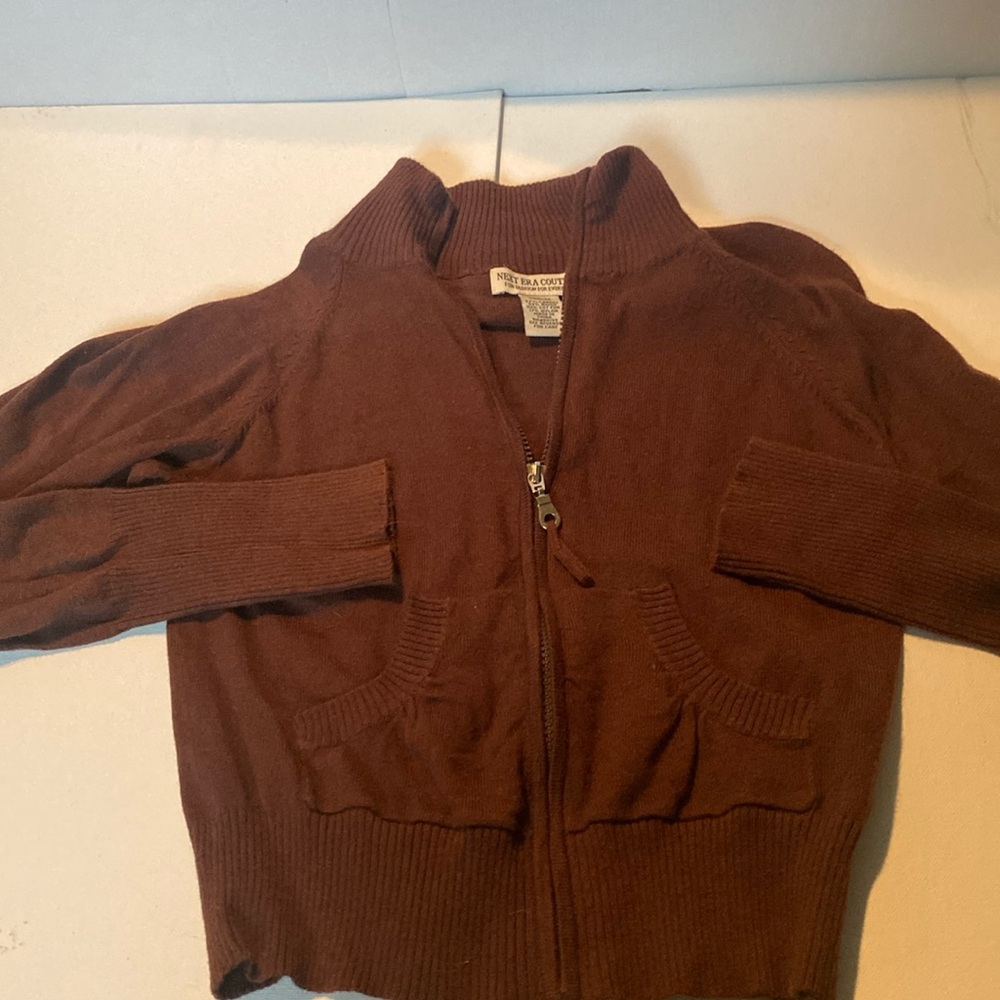 Vintage Next Era Couture Brown Zip-up Cardigan